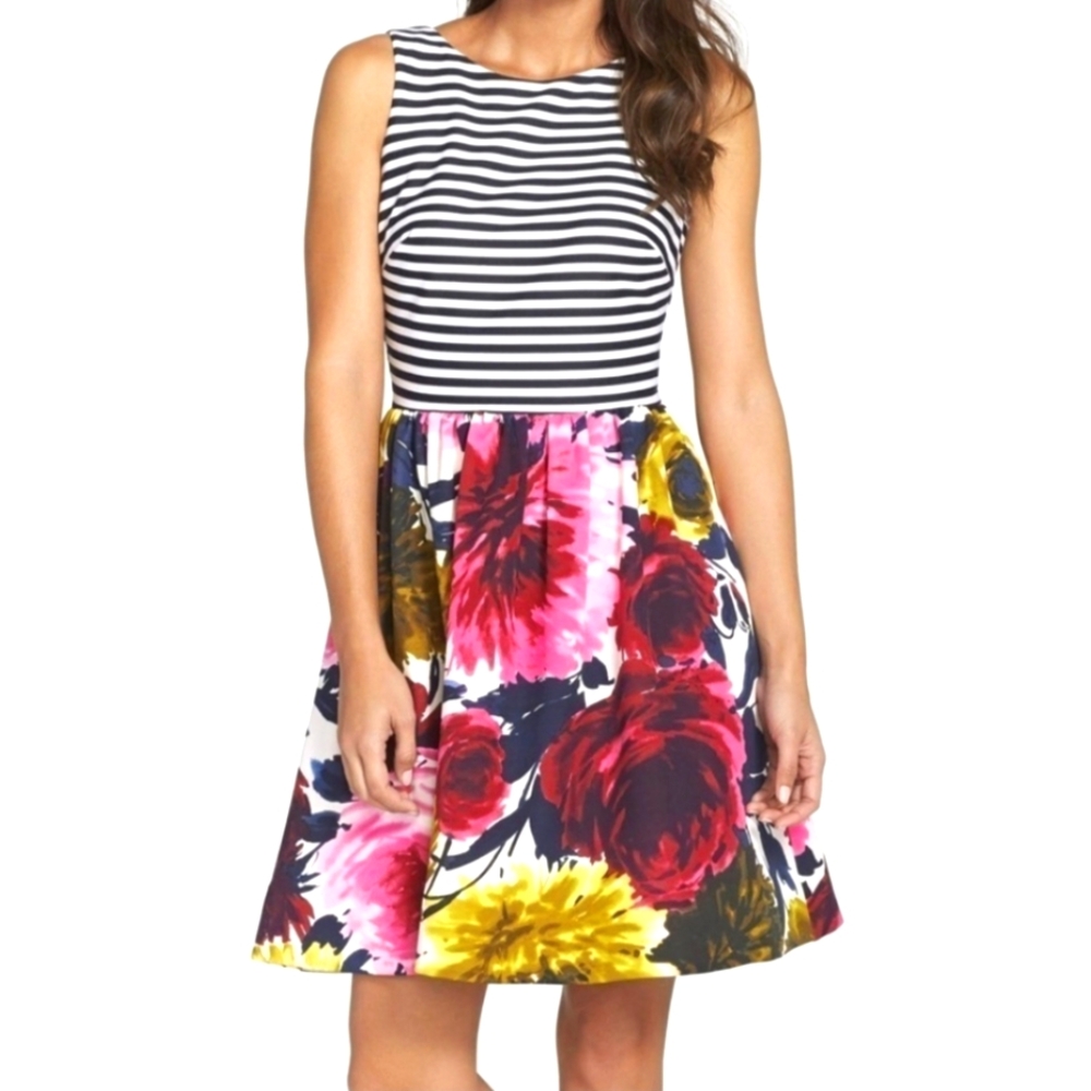 Just Taylor Structured Striped Floral Dress | Stitch Fix